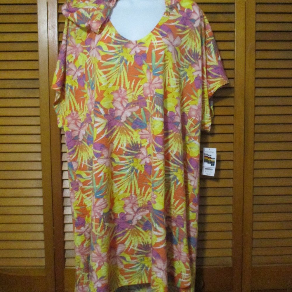 Time and Tru NEW beach coverup soft stretchy floral lightweight size 1x